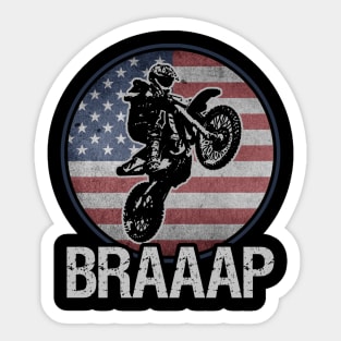 Dirt Biking USA Dirt Bike Rider Motocross American Flag Sticker